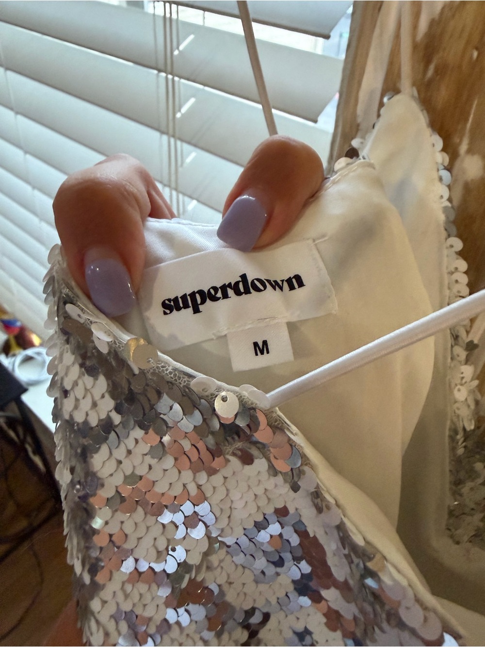Sequin Mini Dress - White/Silver - Picture 2 of 4